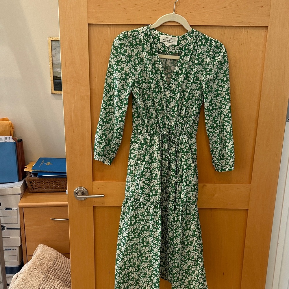 Trovata Green Floral Long Sleeve Dress